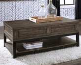 Bay Furniture Gallery - Ashley Furniture - Johurst Coffee Table with Lift Top - LIFT TOP COCKTAIL TABLE / Grayish Brown - T444-9